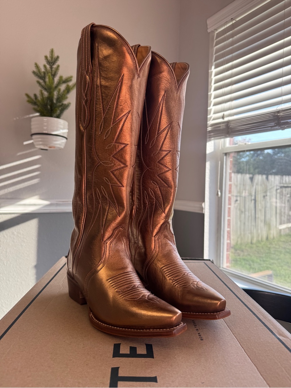 Tecovas Loretta in Metallic Copper Tall Western Boots